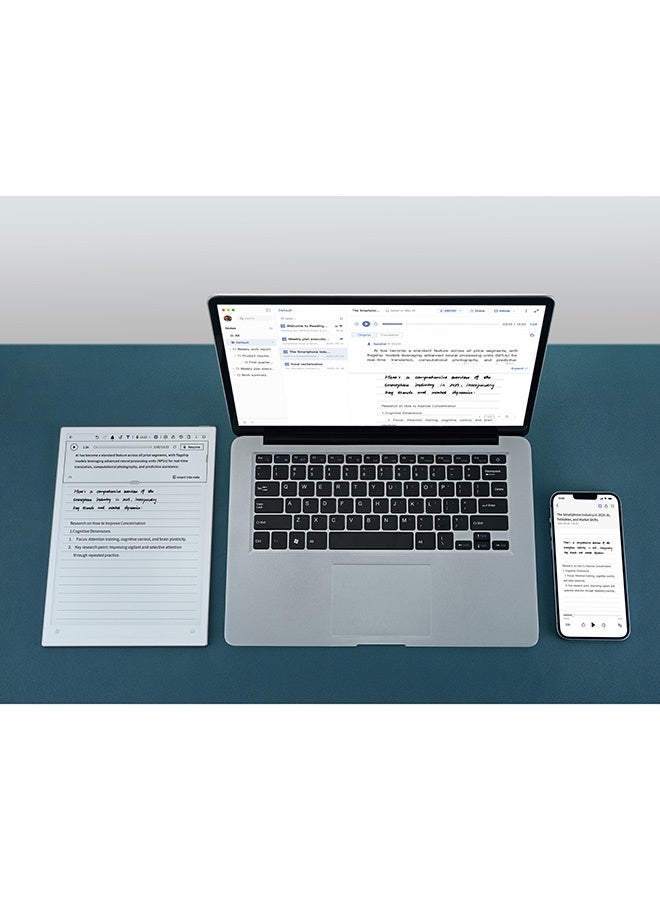 iFLYTEK تابلت الكتابة الرقمية AINOTE 2، شاشة E-ink، دفتر إلكتروني مع قلم ستايلس مع سماعات أذن Viaim OpenNote اللاسلكية مع النسخ المباشر | رمادي - Image 4